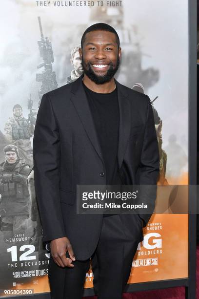 Actor Trevante Rhodes attends the "12 Strong" World Premiere at Jazz at Lincoln Center on January 16, 2018 in New York City.