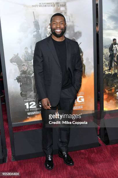 Actor Trevante Rhodes attends the "12 Strong" World Premiere at Jazz at Lincoln Center on January 16, 2018 in New York City.