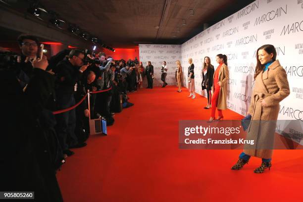 Hannah Herzsprung during the Marc Cain Fashion Show Berlin Autumn/Winter 2018 at metro station Potsdamer Platz on January 16, 2018 in Berlin, Germany.