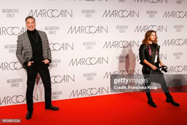 Mousse T. And Ivetta Nevinnaya during the Marc Cain Fashion Show Berlin Autumn/Winter 2018 at metro station Potsdamer Platz on January 16, 2018 in...