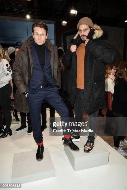 Roman Knizka and Manuel Cortez during the Nobis Cocktail at Premium Berlin on January 16, 2018 in Berlin, Germany.