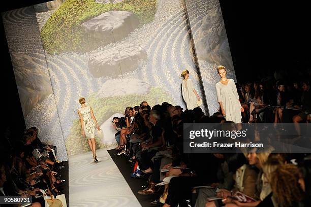 Model walks the runway at the Ports 1961 Spring 2010 Fashion Show at the tent during Mercedes-Benz Fashion Week at Bryant Park on September 10, 2009...