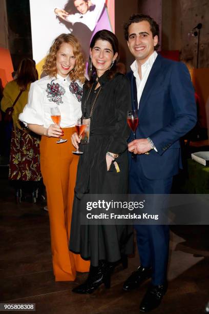 Chiara Schoras wearing Dorothee Schumacher, Dorothee Schumacher and her son Max Singhoff during the Dorothee Schumacher Fashion Presentation on...