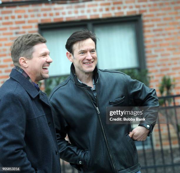 Actors Marc Blucas and Adam Rothenberg on set of the AMC drama series "Dietland" on January 16, 2018 in New York City.