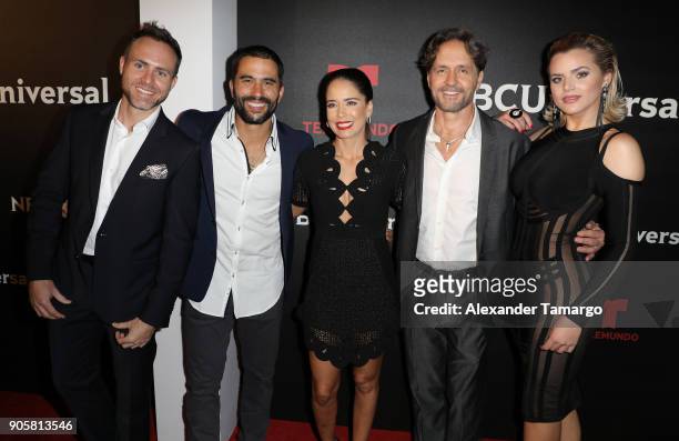Erik Hayser, Ignacio Serrichio, Ana Claudia Talancon, Guy Ecker and Isabella Castillo arrive at the Telemundo and NBC Universal Latin America NATPE...