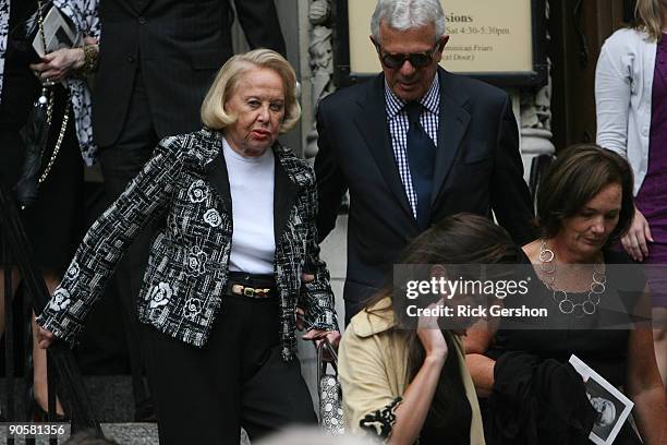 Liz Smith exits the funeral of writer Dominick Dunne at The Church of St. Vincent Ferrer on September 10, 2009 in New York City. Dunne was 83 when he...
