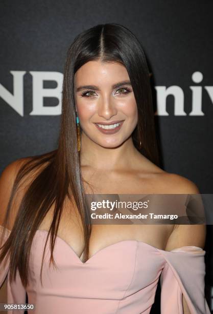 Natasha Dominguez arrives at the Telemundo and NBC Universal Latin America NATPE Red Carpet Event at LIV at the Fontainebleau on January 16, 2018 in...