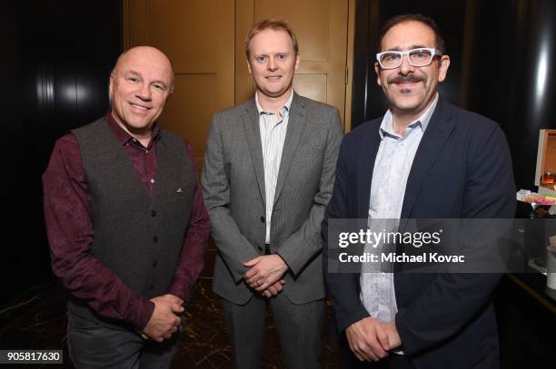 Tiledmedia Founder and CBO Rob Koenen, Boris FX' Ross Shane and JP Smith attend the Advanced Imaging Society 2018 Lumiere Technology Awards Featuring...
