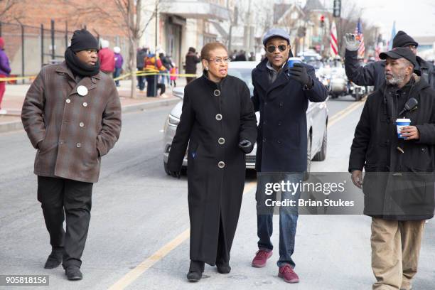 Tony Lewis Jr. And Congresswoman Eleanor Holmes Norton attend Dr. Martin Luther King, Jr. Day Parade as Grand Marshall on January 15, 2018 in...