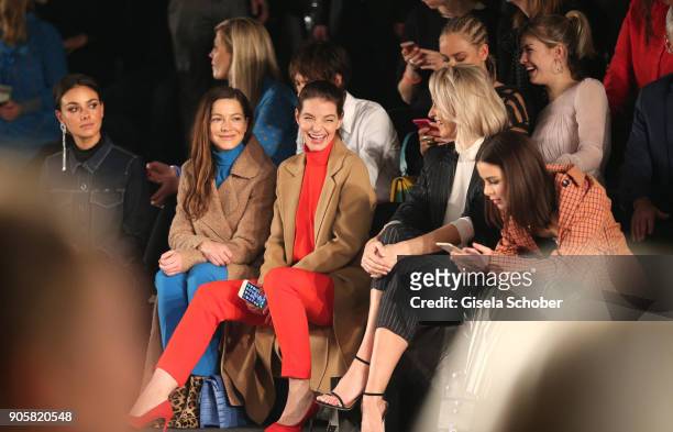 Actress Hannah Herzsprung and Yvonne Catterfeld, Lena Gercke during the Marc Cain Fashion Show Berlin Autumn/Winter 2018 at metro station Potsdamer...