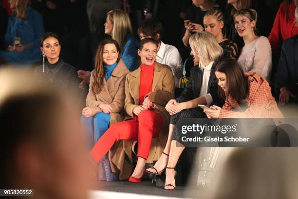 Actress Hannah Herzsprung and Yvonne Catterfeld, Lena Gercke during the Marc Cain Fashion Show Berlin Autumn/Winter 2018 at metro station Potsdamer...