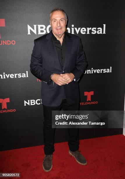 Andres Cantor arrives at the Telemundo and NBC Universal Latin America NATPE Red Carpet Event at LIV at the Fontainebleau on January 16, 2018 in...