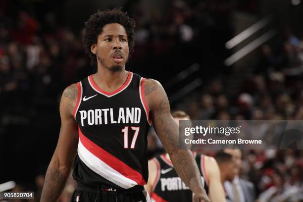 Ed Davis of the Portland Trail Blazers as seen during the game against the Phoenix Suns on January 16, 2018 at the Moda Center in Portland, Oregon....