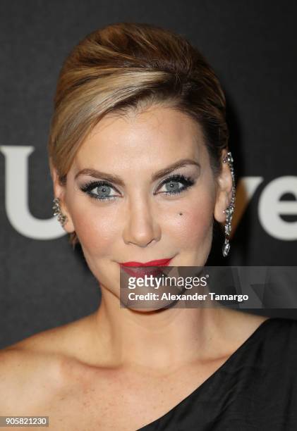 Gabriela Vergara arrives at the Telemundo and NBC Universal Latin America NATPE Red Carpet Event at LIV at the Fontainebleau on January 16, 2018 in...