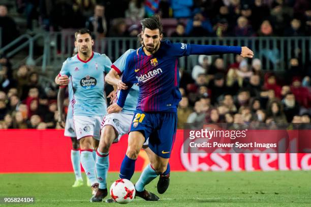 Andre Filipe Tavares Gomes of FC Barcelona in action during the Copa Del Rey 2017-18 Round of 16 match between FC Barcelona and RC Celta de Vigo at...