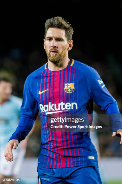 Lionel Andres Messi of FC Barcelona looks on during the Copa Del Rey 2017-18 Round of 16 match between FC Barcelona and RC Celta de Vigo at Camp Nou...