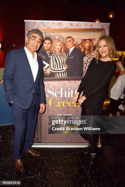 Actors Eugene Levy and Catherine O'Hara attend the premiere for Pop TV's "Schitt's Creek" season 4 on January 16, 2018 in Hollywood, California.