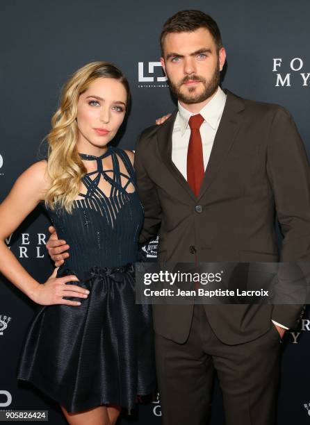 Jessica Rothe and Alex Roe attend the premiere of Roadside Attractions' 'Forever My Girl' on January 16, 2018 in Los Angeles, California.