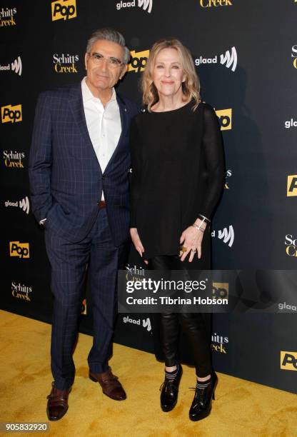 Eugene Levy and Catherine O'Hara attend the premiere of Pop TV's 'Schitt's Creek' season 4 at ArcLight Hollywood on January 16, 2018 in Hollywood,...