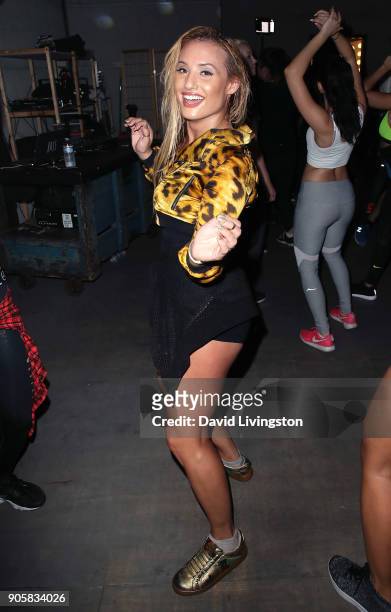 Singer Montana Tucker attends a Zumba class featuring Jason Derulo at The Beat Box Studio L.A. On January 16, 2018 in Culver City, California.
