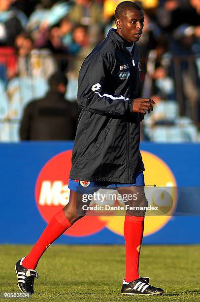 Colombian player Adrian Ramos warms up prior to a 2010 FIFA World Cup qualifier between Uruguay and Colombia at the Centenario Stadium on September...