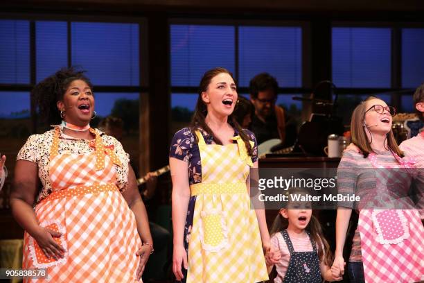 Sara Bareilles returns to Broadway's 'Waitress' with cast at the Brooks Atkinson Theatre on January 16, 2018 in New York City.