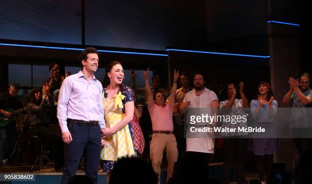 Sara Bareilles returns to Broadway's 'Waitress' starring with Jason Mraz and cast at the Brooks Atkinson Theatre on January 16, 2018 in New York City.
