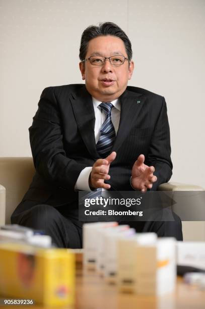 Masamichi Terabatake, president and chief executive officer of Japan Tobacco Inc., speaks during an interview in Tokyo, Japan, on Wednesday, Jan. 17,...