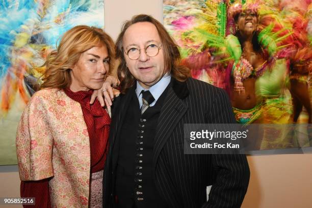 Maryam Mahdavi and Bill Pallot attend Eugenia Grandchamp des Raux Photo Exhibition Preview at MEP on January 16, 2018 in Paris, France.
