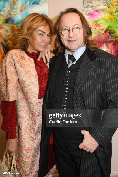 Maryam Mahdavi and Bill Pallot attend Eugenia Grandchamp des Raux Photo Exhibition Preview at MEP on January 16, 2018 in Paris, France.
