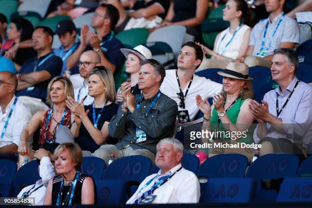 Will Ferrell and his wife Viveca Paulin watch the second round match between Rafael Nadal of Spain and Leonardo Mayer of Argentina on day three of...