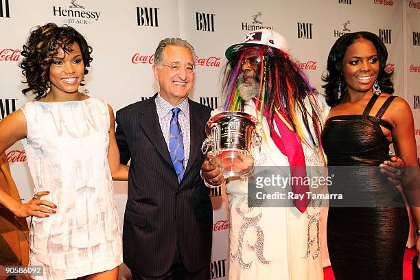 Musician LeToya Luckett, President and CEO of BMI Del Bryant, George Clinton, winner of the BMI Icon Award, and Catherine Brewton, Vice President,...