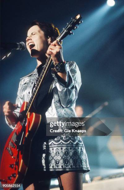 Dolores O'Riordan of The Cranberries performs on stage, Vorst Nationaal, Brussels, Belgium, .