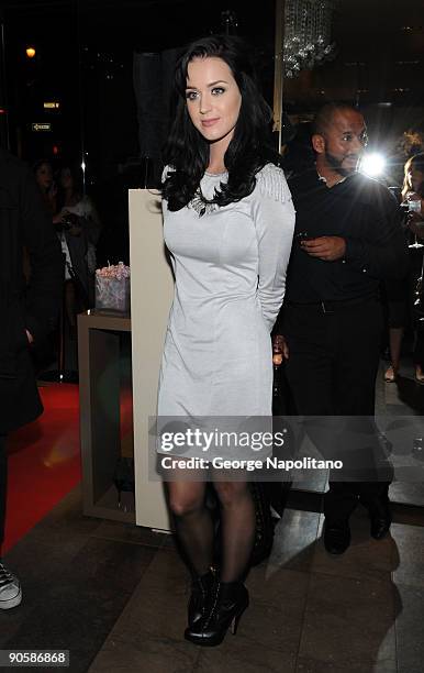 Singer Katy Perry attends the World of Giuseppe Zanotti during Fashion's Night Out at the Giuseppe Zanotti Boutique on September 10, 2009 in New York...