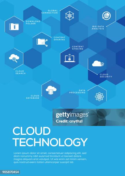 cloud technology. brochure template layout, cover design - cybersecurity technology stock illustrations
