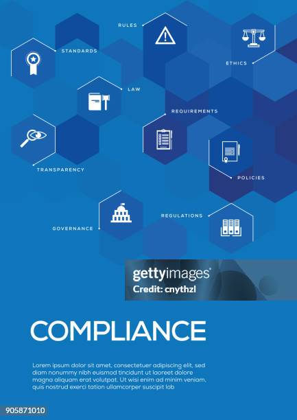 compliance. brochure template layout, cover design - law legal system technology stock illustrations