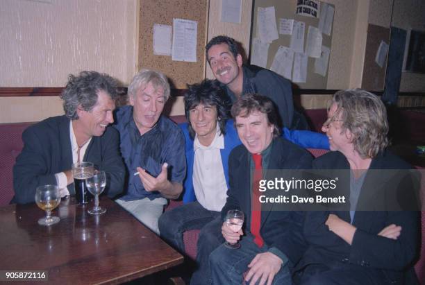 Keith Richards, Peter Cook , Ronnie Wood, Sam Torrance, Dudley Moore , and Dave Stewart attend the release party for the uncut version of 'Derek and...