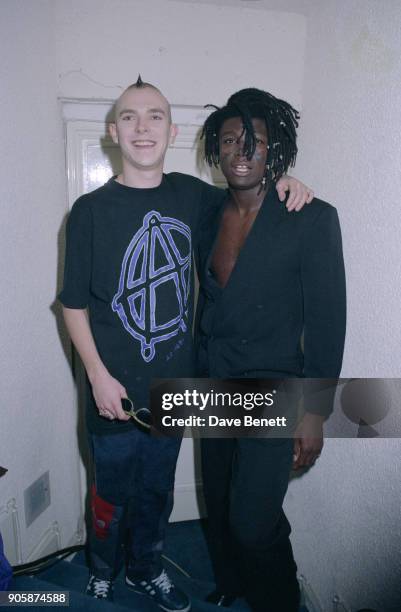 British singer Seal and British DJ and producer Adamski at the 11th Brit Awards, Dominion Theatre, London, UK, 10th February 1991.