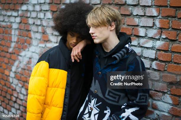 Guest is seen outside Fendi during Milan Men's Fashion Week Fall/Winter 2018/19 on January 15, 2018 in Milan, Italy.