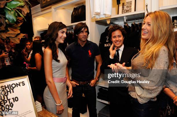 Actress Camilla Belle, polo player Nacho Figueras, David Lauren and actress Blake Lively attend Ralph Lauren Women's Store on Bleecker Street for...