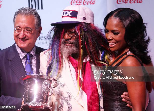 President and CEO of BMI Del Bryant, George Clinton, winner of the BMI Icon Award, and Catherine Brewton, Vice President, Writer/Publisher Relations...