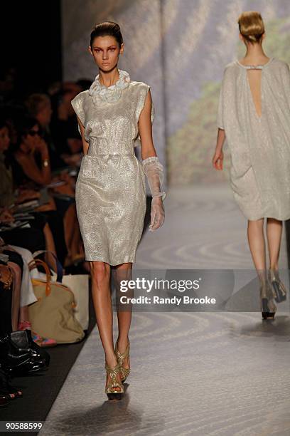 Model walks the runway at the Ports 1961 show during Mercedes-Benz Fashion Week Spring 2010 at Bryant Park on September 10, 2009 in New York City.