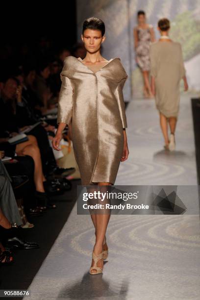 Model walks the runway at the Ports 1961 show during Mercedes-Benz Fashion Week Spring 2010 at Bryant Park on September 10, 2009 in New York City.