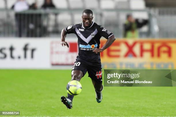 Youssouf Sabaly of Bordeaux during the Ligue 1 match between FC Girondins de Bordeaux and SM Caen at Stade Matmut Atlantique on January 16, 2018 in...