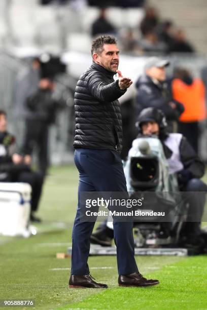 Head coach Jocelyn Gourvennec of Bordeaux during the Ligue 1 match between FC Girondins de Bordeaux and SM Caen at Stade Matmut Atlantique on January...