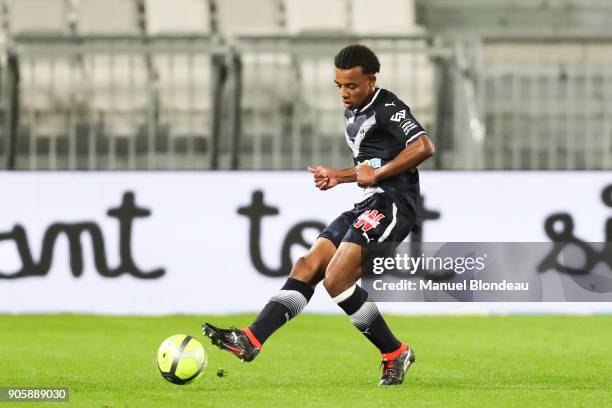 Jules Kounde of Bordeaux during the Ligue 1 match between FC Girondins de Bordeaux and SM Caen at Stade Matmut Atlantique on January 16, 2018 in...