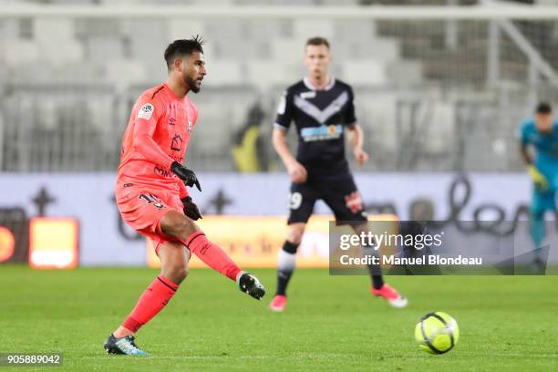 Youssef Ait Bennasser of Caen during the Ligue 1 match between FC Girondins de Bordeaux and SM Caen at Stade Matmut Atlantique on January 16, 2018 in...