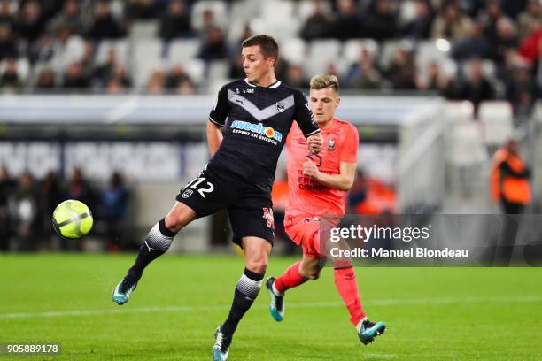 Nicolas De Preville of Bordeaux during the Ligue 1 match between FC Girondins de Bordeaux and SM Caen at Stade Matmut Atlantique on January 16, 2018...