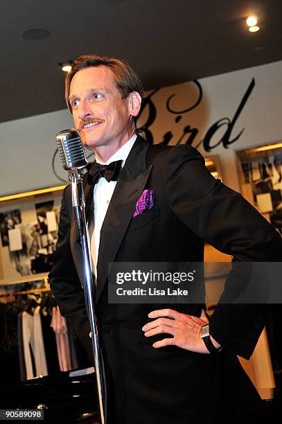 Vogue Magazine Editor Hamish Bowles performs Noel Coward songs during the Juicy Couture celebration for Fashion's Night Out at Juicy Couture on...