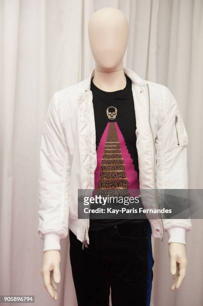 Detail of clothing from the Lucien Pellat-Finet : Presentation - Menswear Fall/Winter 2018-2019 show as part of Paris Fashion Week on January 17,...